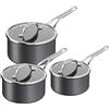 Tefal Jamie Oliver by Tefal Cook's Classics - Set di 3 pentole in alluminio anodizzato duro, antiaderente, coperchi in vetro, manici rivettati, adatti al forno, compatibile con induzione - H912S344