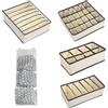 Generico Set 4 Organizzatori per Cassetti con 3 Tasche Appendibili, Contenitori Pieghevoli in Tessuto Non Tessuto per Armadio, Biancheria, Calze e Intimo, Beige