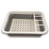 KORAT Scolapiatti Pieghevole in Plastica con Vaschetta e Divisori Salvaspazio, Portatile, Facile da Riporre 10x28x34 cm Scolastoviglie da Lavello per Piatti, Bicchieri Posate, Scolapiatti da Campeggio