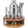 Oharsea Set Shaker da Cocktail, Kit da Barman con Supporto, 12 Pezzi per Bar con Accessori Essenziali per Preparare Drink, Regalo per Uomo, Papà, Donna e Amanti dei Cocktail, Kit Cocktail per Feste e Home Bar