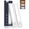PZSUNLY Luce LED Sottopensile, 2400 mAh Lampada LED Ricaricabile, 25 cm | Luci con Sensore di Movimento, 3 Temperature di Colore, 3 Modalità,Dimmerabile, Luce Armadio per Armadio e Mensola, 2 Pezzi