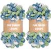 BambooMN JubileeYarn Fun Finger Loops Yarn - Filato in poliestere Jumbo - 100 g/matassa - Multicolore Blu Verde - 2 matasse