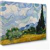 ConKrea QUADRO SU TELA CANVAS - INTELAIATO - PRONTO DA APPENDERE - Campo di grano con cipressi per Van Gogh - 30x40cm - Senza Cornice - (cod.2693)