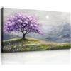 MHARTK66 Quadri Moderni Soggiorno Grandi, 50x100 cm Stampe da Parete Prateria Alberi Viola, Quadro Camera da Letto Su Tela Decorazioni Parete Bagno Ufficio Sala Da Pranzo
