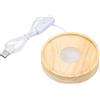 PATIKIL Base in legno a LED da 10,2 cm, base per esposizione di luce in legno con interruttore per 3D in vetro di cristallo aromatico, stile intagliato, luce bianca calda