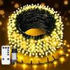 ACICILI Luci Natale Esterno 20M 200LED, IP44 Impermeabile con Telecomando e Memoria, 8 Modalità e Timer, Bianco Caldo per Giardino Matrimonio Natale Feste