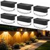 Aogled 6 Pezzi Lampada da Parete Solare per Esterni - LED Solari per Esterno IP65 Impermeabili, Bianco Caldo, Lampade Solari per Terrazzo, Balcone, Recinzione, Scale Esterne, Decorazione da Giardino