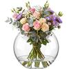 Glasset Olivia Vaso in vetro classico a forma rotonda a forma di sfera in vetro soda calcico vaso trasparente e portacandele capacità 3195 ml altezza 15,5 cm per fiori soggiorno sala da pranzo regalo