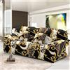 HJOSWVNS Copridivano 2 Posti Oro Nero Elegante Copridivano Con Penisola Altamente Elastico Poliestere Spandex Copri Divano Universale Divano Letto Angolare per Soggiorno
