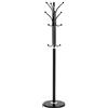 HitlineUK Appendiabiti in metallo con base in pietra di quarzo, nero, 40 x 40 x 170 cm (lunghezza x larghezza x altezza), 12 ganci appendiabiti per giacche, cappelli, borse, ombrelli, accessori per camera da