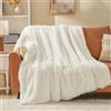 EMME - Coperta soffice 220 x 240 cm in pelliccia sintetica super morbida, accogliente, calda, reversibile, coperta in pile per divano e letto, bianco