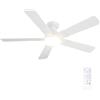 Passky Ventilatore da Soffitto con Luce LED Telecomando (Bianco, 132 cm) | 5 Pale Doppia Faccia Silenzioso Motore DC Timer 3 Temperature Colore 6 Velocità Reversibile Estate Inverno Int/Ext Casa