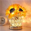 MCHERRY Lampada da tavolo in cristallo a forma di girasole, dimmerabile, a LED, con vaso di cristallo cubo, ricaricabile tramite USB, senza fili, per camera da letto, soggiorno, decorazione per la