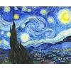 Meecaa Kit per dipingere con i numeri, paesaggio con cielo stellato, casa sull'albero di Van Gogh, kit per adulti e principianti, fai da te, 40,6 x 50,8 cm (cielo stellato, senza cornice)