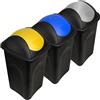 Stefanplast 3 pattumiere, 60 l, coperchio basculante, diversi colori, sistema di raccolta differenziata dei rifiuti, in plastica, da cucina