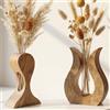 Generisch Vaso in legno di mango set 2 pezzi - vaso per fiori secchi e decorazioni | Vaso decorativo in legno di mango fatto a mano, per pampas e fiori freschi, stile boho scandi japandi, idea regalo