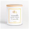 ACCENDILA CANDLE Baby - Candela Profumata, Baby Talco, Cera Naturale, Made in Italy, Bicchiere in Vetro Satinato, Tappo in Legno di Faggio, 200 grammi