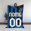 love print Coperta in Pile Personalizzata Tifoso Calcio Serie A Squadra del Cuore Maglia 2024/2025 Milanista Interista Romanista Misura 130x180 Sublimabile (Tifoso Interista)