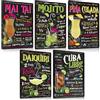 ESFIVHO Set di 5 Cocktail Ricetta Targa in Metallo Vintage 20 x 30 cm - Cocktail Guida Pannello Poster Poster - Decorazione da Parete Accessorio per Bar Pub Cucina Bistrot