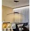 WJYCYN Moderno LED sala da pranzo luci a sospensione arco dimmerabile nero lampada a sospensione ufficio soffitto lampadario tavolo da pranzo lampada altezza regolabile soggiorno camera da letto L150cm/70W