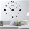 Coraltree Orologio da Parete Silenzioso Preciso Fai da Te, Moderno Decorazione 3D Adesivo, Grande per Home Office Decor Regalo (60-120 cm Autoadattamento) (Nero)
