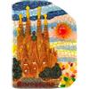 Generic Calamita da frigorifero di Barcellona, sacra famiglia con torri gotiche e mosaico colorato, souvenir, 8 x 6 cm