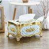 Jauhmui Lussuoso Europeo Retro Tissue-Box - Dispenser di salviette cosmetiche, portatovaglioli in acrilico per ufficio/auto/bagno (blu)