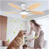 Airwit 106cm Silenzioso Ventilatore da Soffitto con Luce, Pale Bifacciali | Montaggio a filo, pale bianco/legno chiaro, 6 velocità, LED dimmerabile, telecomando, per camera da letto, cucina e soggiorno
