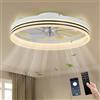 Cainjiazh Ventilatori da soffitto con luci Ventilatore da soffitto a incasso con luci e telecomando di vento profilo Fandelier LED per camera da letto, camera dei bambini e soggiorno (bianco)