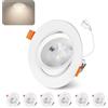 Jaenmsa Faretti LED Soffitto Incasso Cartongesso, Faretti da Incasso 10W Foro Φ 90-100mm 960 Lumen 4000K Luce Neutra, IP44, 30-60° Angolo Regolabile, per Interni Bagno Cucina Soggiorno, Set di 6