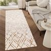 TAPISO Crystal Tappeto Runner Passatoia Pelo Corto Lucido Effetto 3D Design Moderno Motivo Geometrico Astratto tonalità Beige Soggiorno Sala Corridoio Ingresso Oeko-Tex 70 x 600 cm