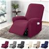 BOYIFEIJIE Copripoltrona Relax Reclinabile 1 Posto con Tasca Laterale | Fodera Elasticizzata in Jacquard a Righe, Copertura Completa per Poltrona con Braccioli (Rosso Bordeaux, 4 Pezzi)