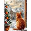 CEOVR Diamond Painting Kit Gatto Arancione 30x40cm DIY Diamante Kits,Set di Pittura Diamante Gatto che Osserva la Neve