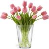Glasset Grande vaso di fiori in vetro Ava decorativo per tulipani rose peonie, decorazione da tavolo soggiorno sala da pranzo e ufficio, vetro a cono trasparente, altezza 19,5 cm, diametro 14,2 cm