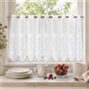 Generisch 4 tende a pannello con bordo in pizzo bianco, 130 x 45 cm, tende corte da cucina, moderne, semitrasparenti, in voile, per finestre in stile rustico, soggiorno e cucina