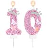 Tinoaly Candele di Compleanno Numero, Rosa Glitter Corona Farfalla Buon Compleanno Paillettes Candela Principessa Topper per Torta Decorazioni per Feste di Matrimonio Anniversario Forniture (10)