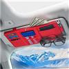 CGEAMDY Organizer parasole per auto, tasca con cerniera in pelle per carte, patente, penne, occhiali, documenti, accessori auto (rosso)
