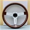 ECKBRJA Volante Sportivo Universale Legno Vintage Classico JDM 14 Pollici Leve cambio volante dell'auto(Argento)
