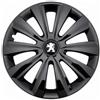 JESTIC Set di 4 copricerchi da 14 pollici, borchie coppe ruota compatibili con Peugeot 107, 108, 206, 306, 308, nero