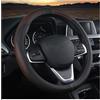 JNNJ Coprivolante Auto, Coprivolante in Pelle Microfibra, Copri Volante Antiscivolo Traspirante Durevole, Protezione Custodia Volante Auto per Maggior Parte Macchina Autocarri(Nero/Caffè)