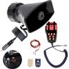 YIYIDA Car Horn Clacson per auto 7 toni Car Horn Corno rosso e nero Collegare l'accendisigari auto 135db Corno d'aria Amplificatore con Mic PA System Corno d'allarme Speaker per 12V auto nave ecc
