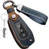 Rondrive Custodia per chiavi in pelle adatta per Ford Ecosport Fiesta MK7 MK8 Focus KA Figo Puma Ranger B-Max Mondeo Transit Connect Titanium Custodia per chiavi auto 2/3 tasti B-blu