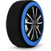 EGLEMTEK Calze da Neve Omologate EN 16662-1 per Auto SUV e Furgoni Coppia Catene Tessili Antisdrucciolo Pneumatici R15-R24 Montaggio Facile con Guanti e Borsa Colore Blu (XL)