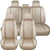 NOBQUA Coprisedili Auto Universali per 5 Posti in Vera Pelle-Compatibili con Fiat 500 Panda Tipo Punto - Impermeabili, Antiscivolo-Set Completo per SUV e Berlina