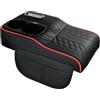 Mixabloem Cuscino per bracciolo auto in pelle Napa, con portabicchieri e contenitore - Cuscino ergonomico per alzare i veicoli, adatto per veicoli (nero e rosso)