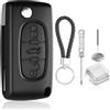 LbsAMP Guscio Chiave Auto 3 Tasti CE0523 HU83 con Peugeot e Citroen con Batteria | Telecomando Ricambio Guscio Cover Chiave con Peugeot 207 307 308 407 408 607 e Citroen C3 C2 C4 C5 C6 C8 Guscio Cover Chiave