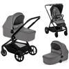 Be Cool Kombo, Passeggino 2 in 1 con Navicella Rigida Rialzabile e Seduta Reversibile, Chiusura Automatica con una Mano, dalla Nascita fino a 22 kg, Grigio
