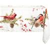 Simple Day Living & Lifestyle Tovaglia in lino bianco stampa Winter Birds, 160x260 cm