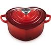 Le Creuset Cocotte a cuore in ghisa vetrificata con pomello a cuore - ciliegia