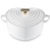 Le Creuset Cocotte a cuore in ghisa vetrificata con pomello a cuore - white